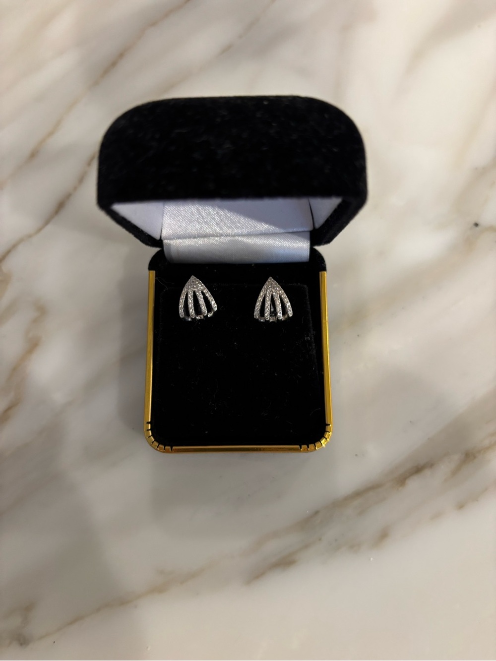 Dana Rebecca Designs Silver PavΓ© Fan Stud Earrings